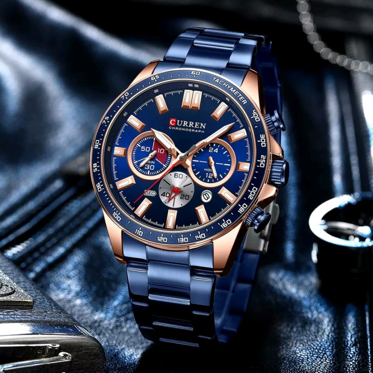 reloj curren hombre original pulso de acero color azul cobre Comprar en tienda onlineshoppingcenterg Colombia centro de compras en linea